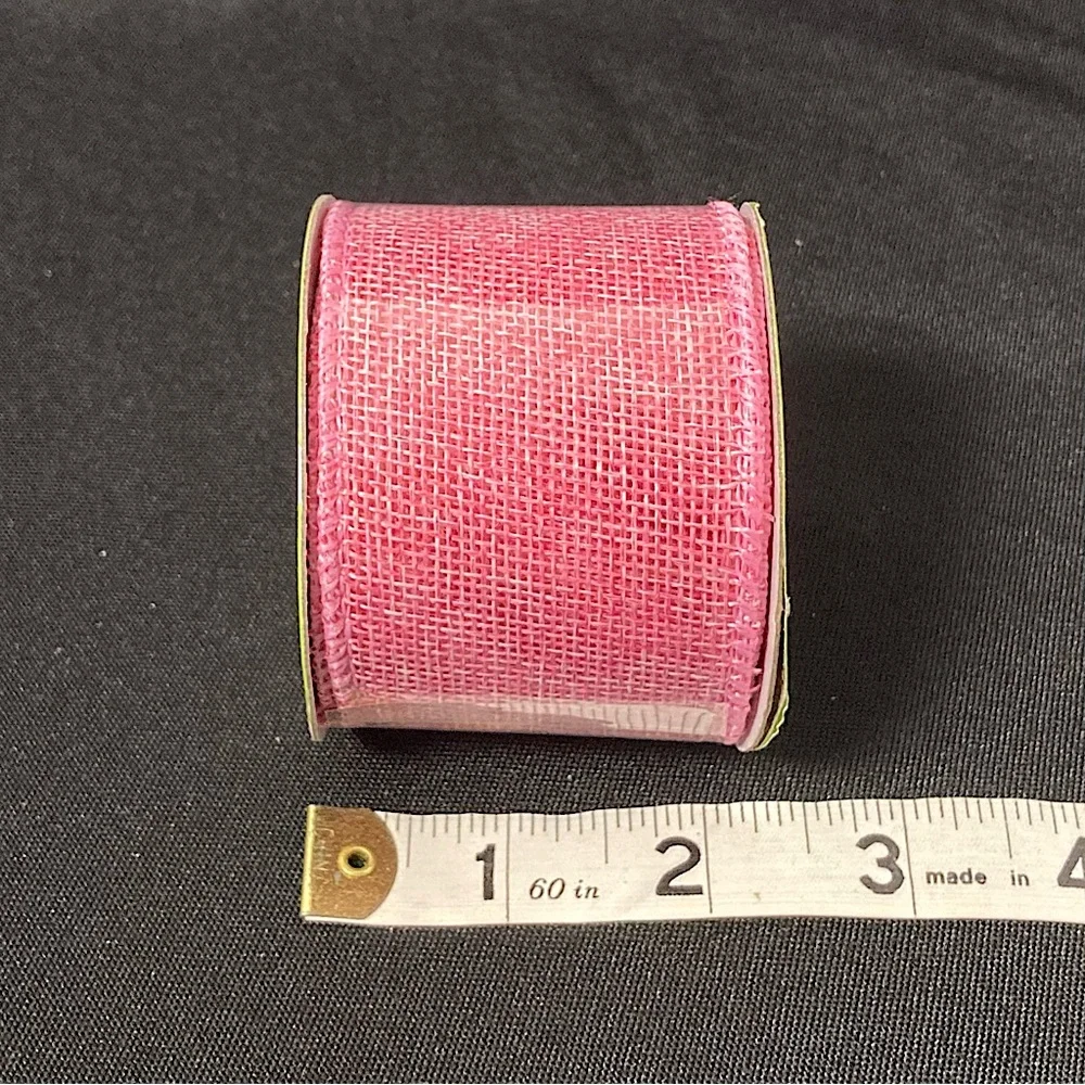 ⭐️ Floral Garden Pink Burlap Craft Ribbon 2” x 108”